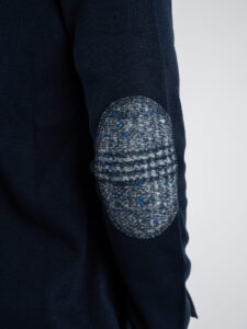V2 Giacca in maglia misto lana monopetto con toppe e pochette pied de poule GULTTIN Blu (5)