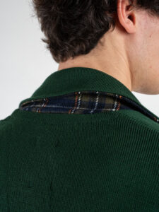 V2 Giacca in maglia misto lana monopetto con toppe e pochette scozzese GULTTIN Verde (3)
