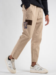 V2 Jeans con coulisse, piccole graffiature, pacht laterali DRILL Sabbia (5)