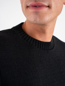 V2 Maglione girocollo misto lana con taschino stampa Floreale MAO Nero (3)