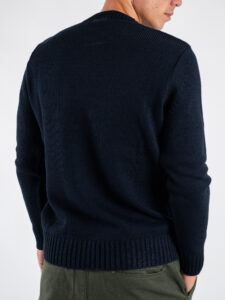 V2 Maglione girocollo misto lana con taschino stampa atzeco MAO Blu (3)