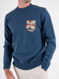 V2 Maglione girocollo misto lana con taschino stampa atzeco MAO Jeans (4)