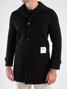 ALTATENSIONE Cappotto in tessuto elasticizzato con bottoni,colletto e tasche frontali 4126 SPECIALE Nero (1)