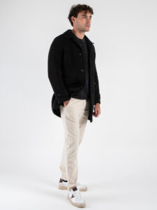 ALTATENSIONE Cappotto in tessuto elasticizzato con bottoni,colletto e tasche frontali 4126 SPECIALE Nero (2)