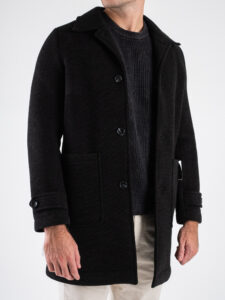ALTATENSIONE Cappotto in tessuto elasticizzato con bottoni,colletto e tasche frontali 4126 SPECIALE Nero (3)