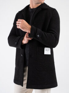 ALTATENSIONE Cappotto in tessuto elasticizzato con bottoni,colletto e tasche frontali 4126 SPECIALE Nero (4)