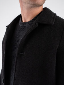 ALTATENSIONE Cappotto in tessuto elasticizzato con bottoni,colletto e tasche frontali 4126 SPECIALE Nero (6)
