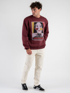 BERNA Felpa girocollo con stampa I WEAR MY GLASSES 246174 Bordeaux (2)