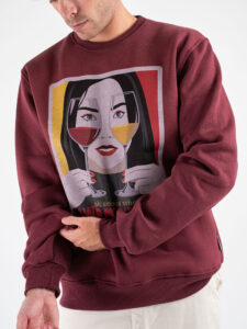 BERNA Felpa girocollo con stampa I WEAR MY GLASSES 246174 Bordeaux (5)