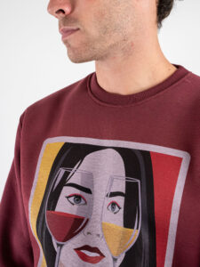 BERNA Felpa girocollo con stampa I WEAR MY GLASSES 246174 Bordeaux (6)