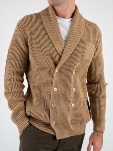BL11 Giacca in maglia doppio petto sciallata 03LD73437 Cammello (3)