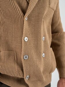 BL11 Giacca in maglia doppio petto sciallata 03LD73437 Cammello (4)