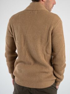 BL11 Giacca in maglia doppio petto sciallata 03LD73437 Cammello (7)