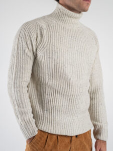BL11 Maglione dolcevita bottonato a coste larghe GORDON Ecrù (3)