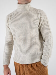 BL11 Maglione dolcevita bottonato a coste larghe GORDON Ecrù (4)