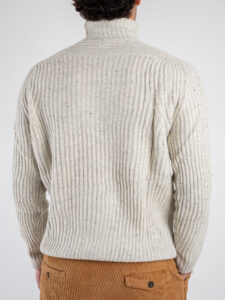 BL11 Maglione dolcevita bottonato a coste larghe GORDON Ecrù (6)
