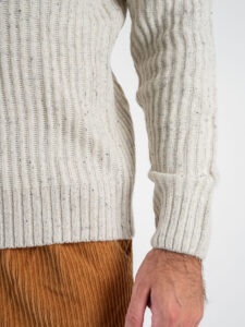 BL11 Maglione dolcevita bottonato a coste larghe GORDON Ecrù (7)