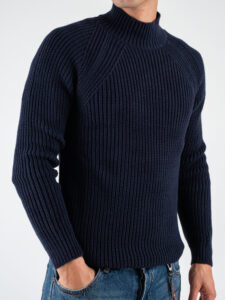 BL11 Maglione lupetto costa inglese MERINI Blu Navy (3)