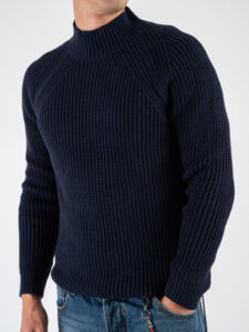 BL11 Maglione lupetto costa inglese MERINI Blu Navy (4)