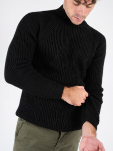 BL11 Maglione lupetto costa inglese MERINI Nero (2)