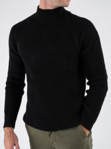 BL11 Maglione lupetto costa inglese MERINI Nero (3)