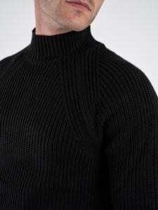 BL11 Maglione lupetto costa inglese MERINI Nero (4)