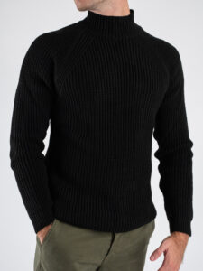 BL11 Maglione lupetto costa inglese MERINI Nero (5)