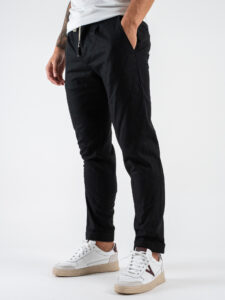 BL11 Pantalone in misto lana da abito morbido con bottone e coulisse BL23690001 Nero (3)