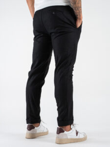 BL11 Pantalone in misto lana da abito morbido con bottone e coulisse BL23690001 Nero (6)