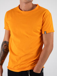 BL11 T-shirt in cotone con dettagli sulla manica sinistra BASIC Arancione (2)