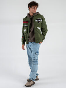 Bomber con zip e patch GA-7512 Verde Militare (2)