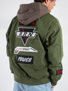 Bomber con zip e patch GA-7512 Verde Militare (6)