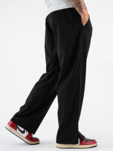 Coordinato con Camicia doppio colletto + Pantalone gamba larga con coulisse PDY014 Nero (11)