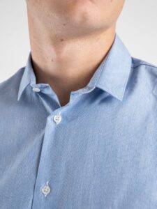 ESTASI Camicia con colletto in cotone con microriga vestibilità slim VILLATICO Azzurro (2)