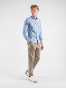 ESTASI Camicia con colletto in cotone con microriga vestibilità slim VILLATICO Azzurro (4)