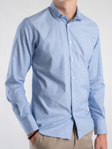 ESTASI Camicia con colletto in cotone con microriga vestibilità slim VILLATICO Azzurro (5)