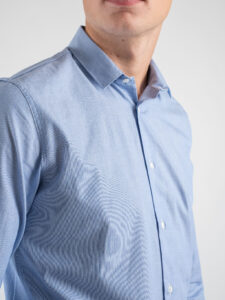 ESTASI Camicia con colletto in cotone con microriga vestibilità slim VILLATICO Azzurro (6)