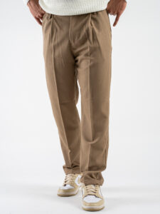 ESTASI Pantalone invernale con gamba morbida ed elastico in vita SANE’ INV Cammello (3)