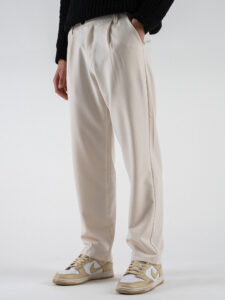 ESTASI Pantalone invernale con gamba morbida ed elastico in vita SANE’ INV Crema (1)