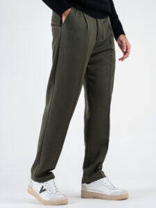 ESTASI Pantalone invernale con gamba morbida ed elastico in vita SANE’ INV Militare (3)