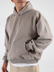 Felpa boxy fit in tinta unita con cappuccio TN015 Beige (2)