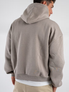 Felpa boxy fit in tinta unita con cappuccio TN015 Beige (3)