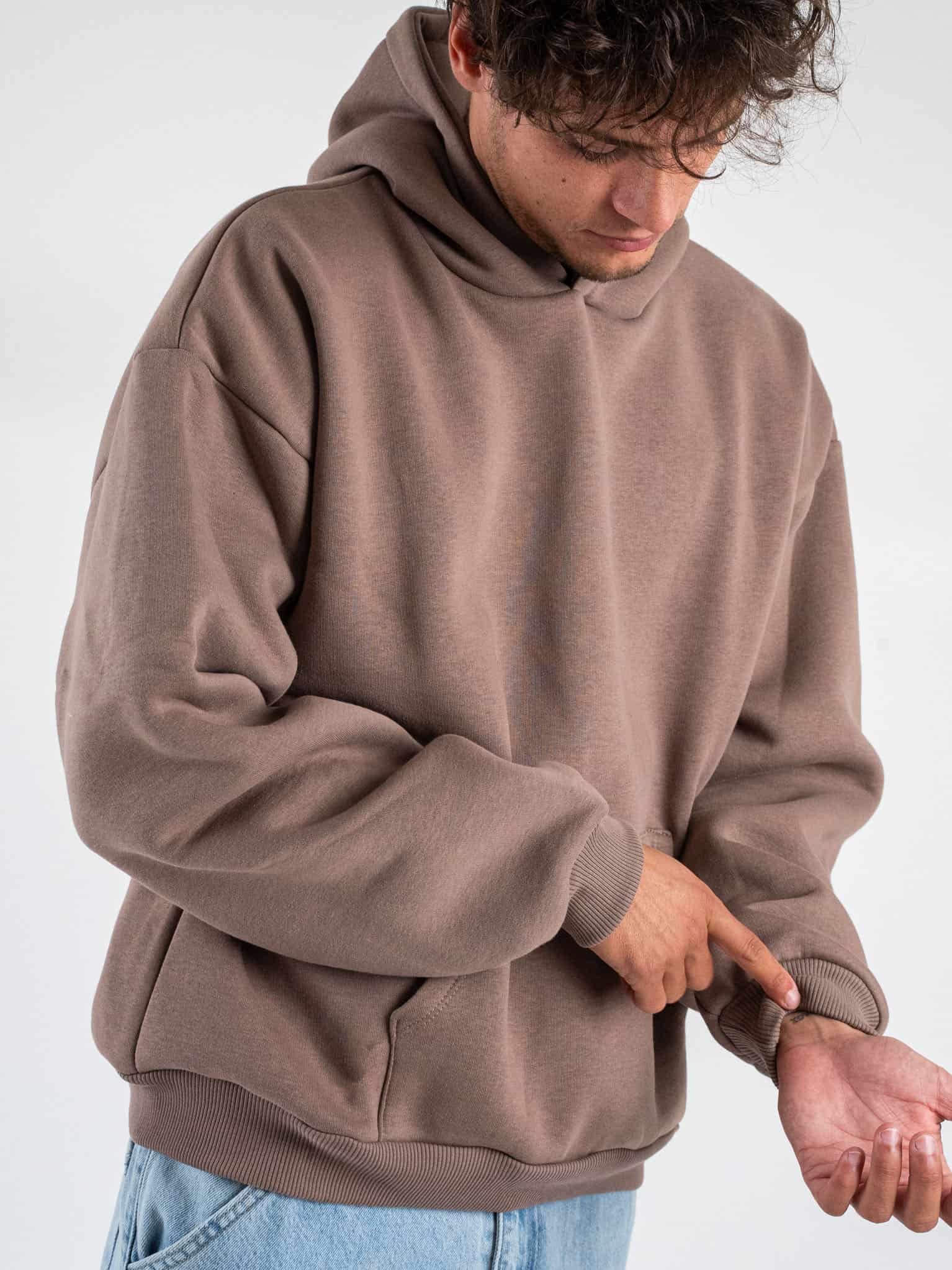 Felpa boxy fit in tinta unita con cappuccio TN015 Coffe Prezzo 0 00 Estasi Fashion