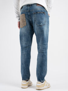 GIANNI LUPO Jeans carrot con rotture e toppe in fantasia piedipull GL6323Q Azzurro (8)