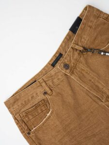 GIANNI LUPO Jeans con patch a quadri e catenella rimovibile GL178F Camel (10)