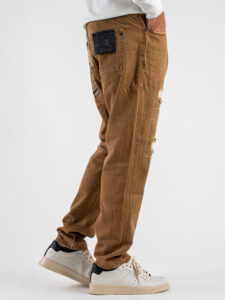 GIANNI LUPO Jeans con patch a quadri e catenella rimovibile GL178F Camel (5)