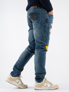 GIANNI LUPO Jeans con patch colorate, schizzi di pittura e catenella rimovibile GL174F Blu (6)