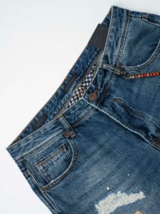 GIANNI LUPO Jeans con patch colorate, schizzi di pittura e catenella rimovibile GL174F Blu (9)