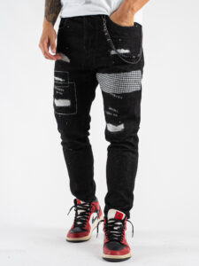 GIANNI LUPO Jeans con patch e catenella rimovibile GL177F Black (2)