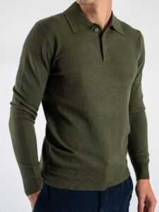 GIANNI LUPO Polo manica lunga basica GL508S Military Green (1)